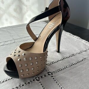 Rock & Republic Beige and Black Studded Heels